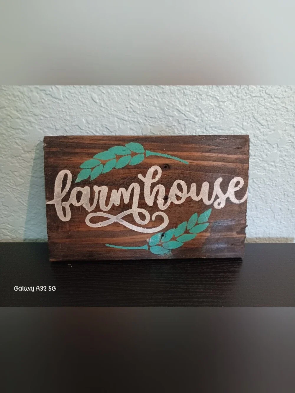 Handmade Farmhouse Wood Wall Sign in Teal and White